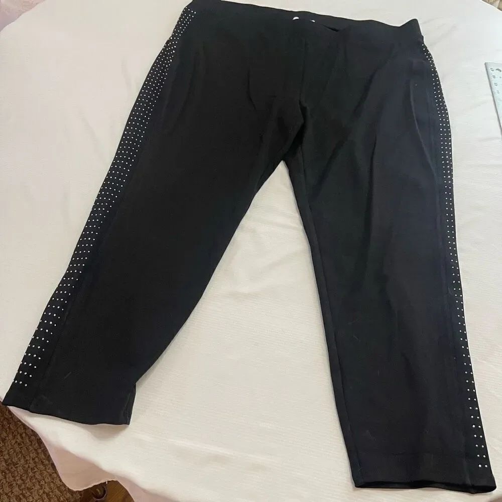 NWT Magaschoni Woman Black Pull On Studded Pants Plus Size 3X New